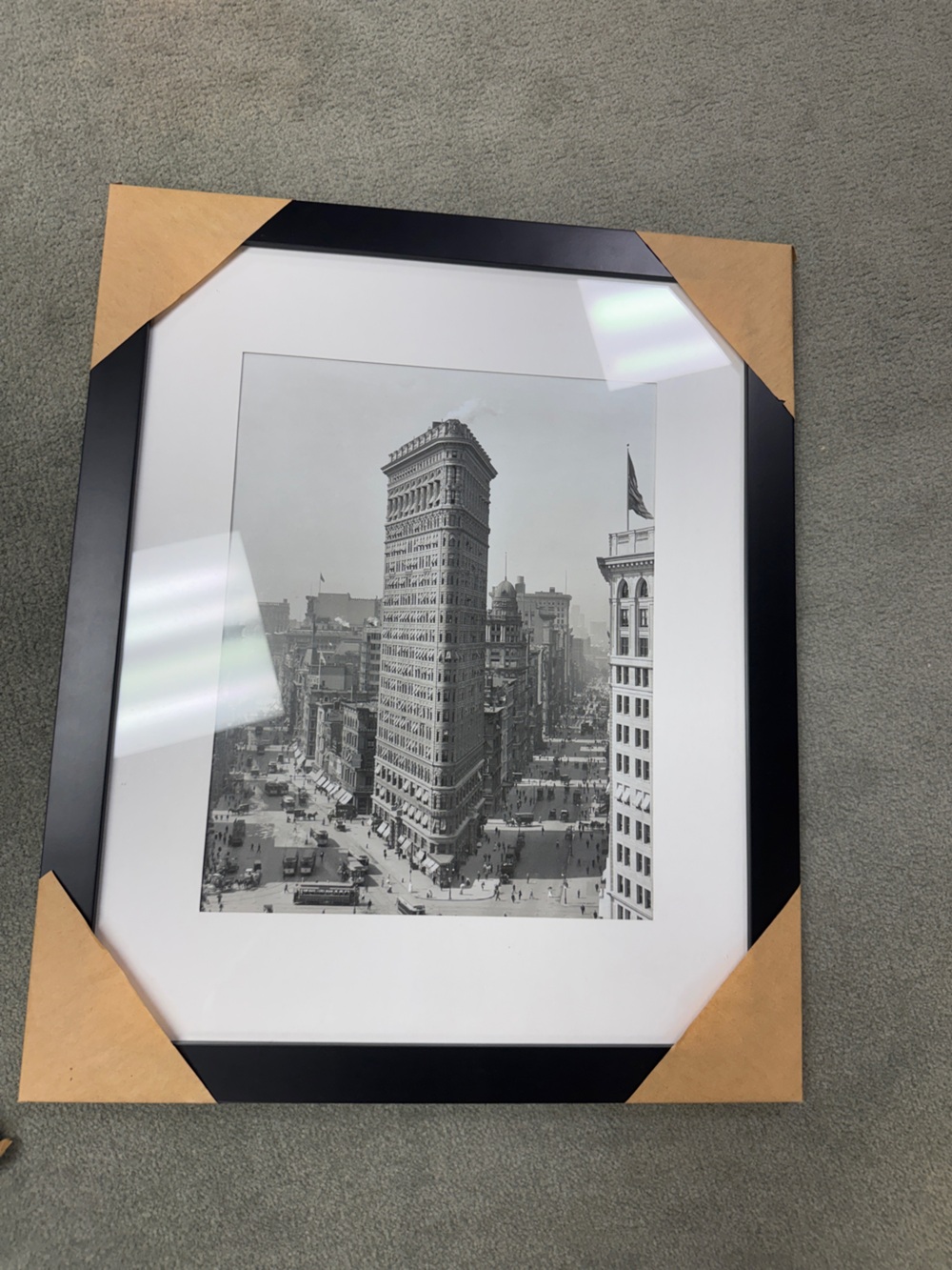 Framed Black and White Flatiron Building Print - Home Accents
